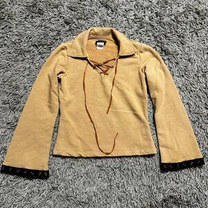 Y2K Vintage Boho Retro 2000S Does 70 Flare Sleeve Top Size S